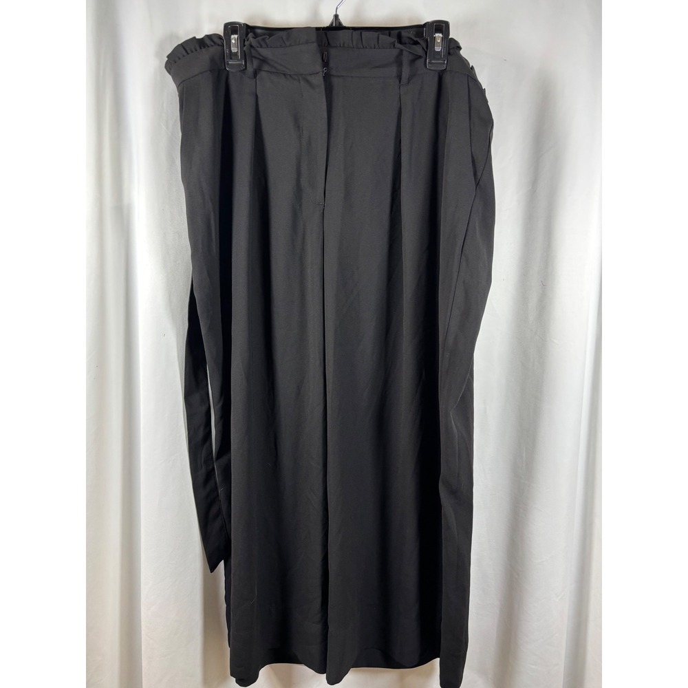 LC Lauren Conrad Black Paperbag Waist Wide Leg Belted Trousers XXL Pleated Front